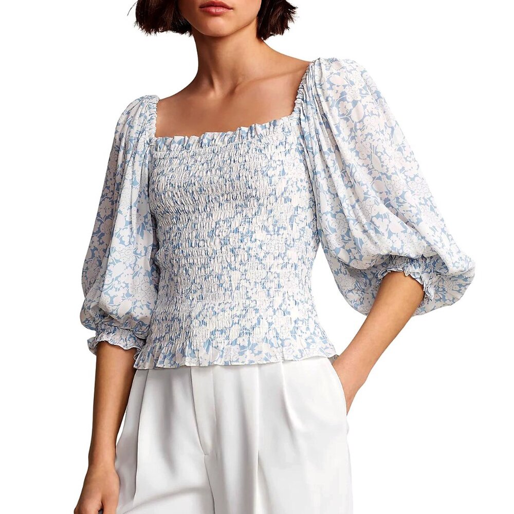 Polo by Ralph Lauren Blue and White Floral Blouse